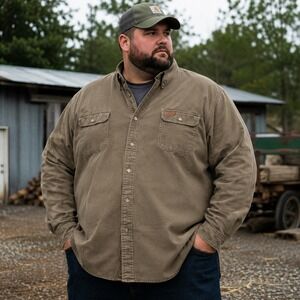 Carhartt Work Shirt Taupe Cotton Utility Button Front Men's 3XL Workwear Outdoor